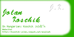 jolan koschik business card